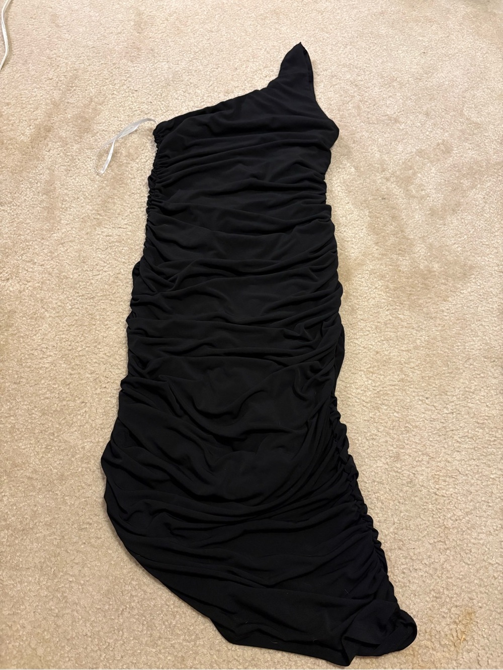 Black One-Shoulder Ruched Women’s Dress